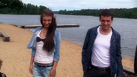 Autumn & Grace & Bianca & Olie & Savannah in group sex with nude students 18+ in the outdoors