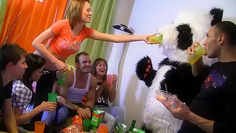 July & Lerok & Nene & Norma in naked students 18+ in a lusty group sex fucking