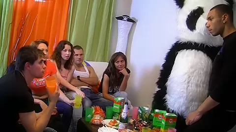 July & Lerok & Nene & Norma in naked students 18+ in a lusty group sex fucking