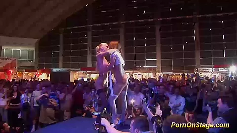 hot lesbian sex show on public stage