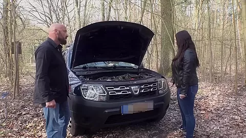 She Sucks His Cock And He Helps Her About The Car