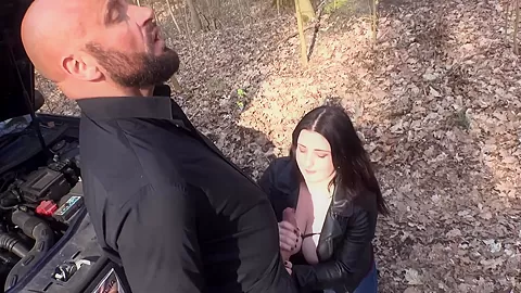 She Sucks His Cock And He Helps Her About The Car