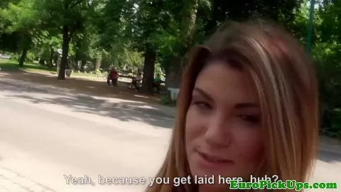 Pickedup euro pussyfucked on a parkbench