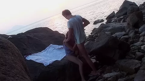 Anne in sex on the beach with a nice-looking babe
