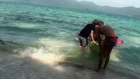 Anne in hardcore sex on the beach with a cute bimbo