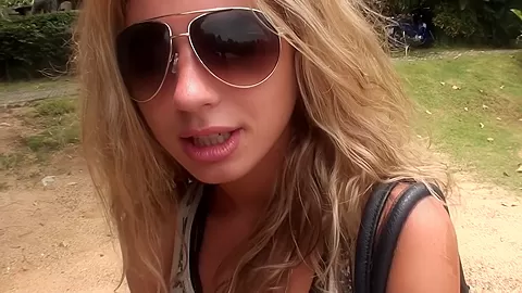 Vicktoria Tiffany in outdoor sex scene showing a very nice cock-sucking