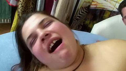 Hot Girl Bends Over While A Monster Cock Strokes Her Tight Pussy From Behind