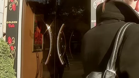 Berta in slut gets horny in a public toilet sex scene
