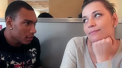 Berta in slut gets horny in a public toilet sex scene