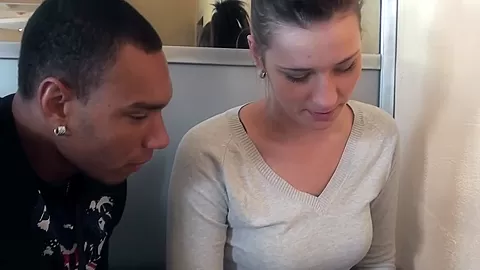 Berta in slut gets horny in a public toilet sex scene