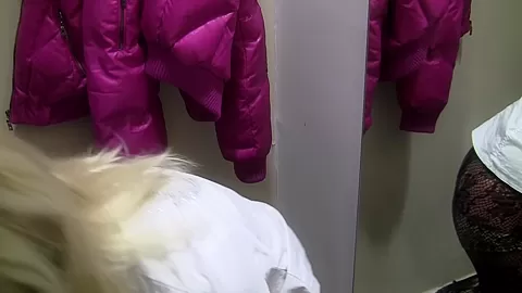 Pamela in blonde having sex in restroom in stockings porn vid