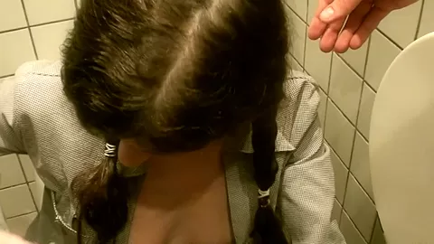 Tanata in public toilet fuck with a hot girl and a horny guy