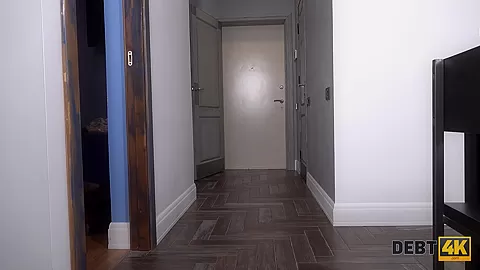 DEBT4k. Collector dominated by blond debtor during sex at her place