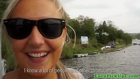 Bigtitted euro pulled outdoors and jizzed on