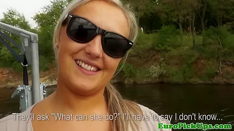 Bigtitted euro pulled outdoors and jizzed on