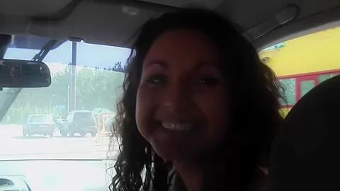 Jocelyn in amateur girl with curly hair gives an outdoors bj