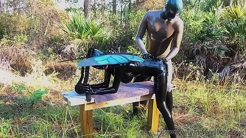 Kinkyrubberworld in The Fucked Gothic Fairy On The Forest Bench - FanCentro