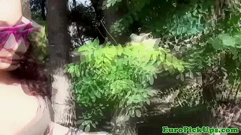 Outdoor euro pussyfucked doggystyle