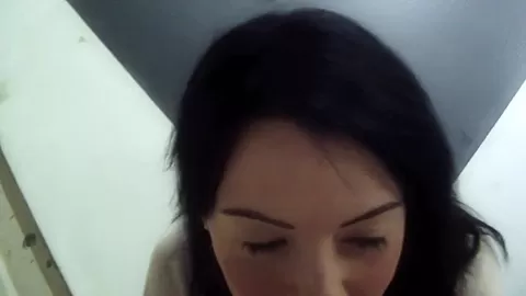 Ella in girl gives one of public blowjobs on a parking lot
