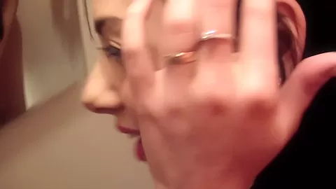 Ella in girl gives one of public blowjobs on a parking lot