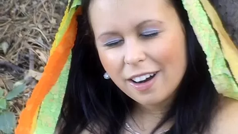 Krystinka in homemade porn with a bj and hard fuck in a forest