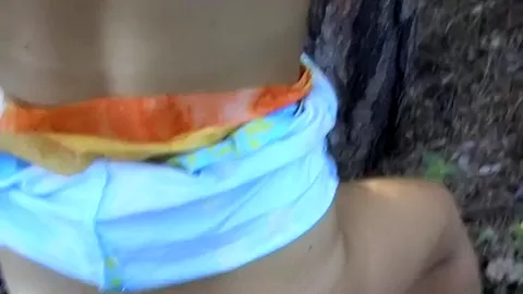 Krystinka in homemade porn with a bj and hard fuck in a forest