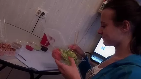Nickel in hot homemade video showing a babe giving nice bj