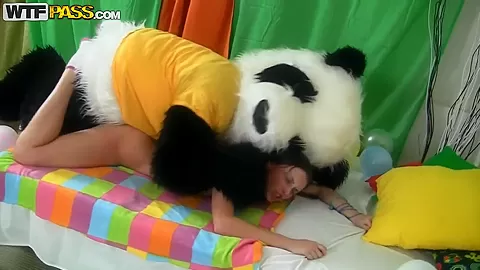 Amateur birthday girl fucks with her best friend panda bear