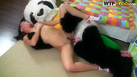 Amateur birthday girl fucks with her best friend panda bear
