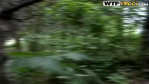 Nasty chick strips and fucks had right in the forest