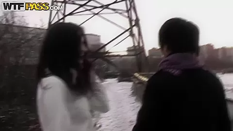 The brunette doll Nika doing public blowjob
