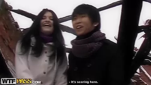 The brunette doll Nika doing public blowjob