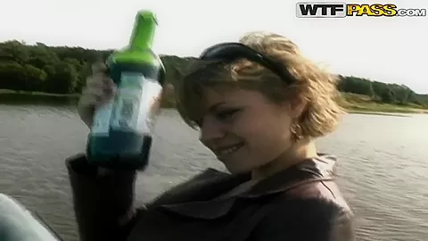 Hot Russian bitch Cofi undresses outside and has fun