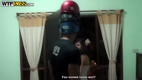 Brunette Bella public strip and blow job