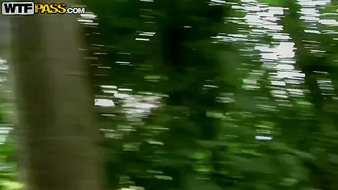 Skinny teenager 18+ with small tits assfucked in the forest