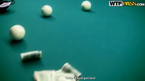 Malika plays dangerous pool game without panties