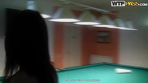 Malika plays dangerous pool game without panties