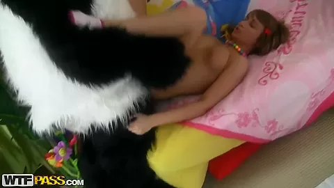 Chick plays with unusual sex toy called panda
