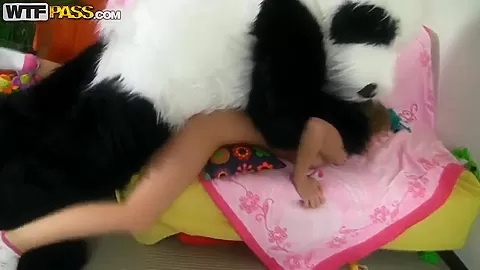 Chick plays with unusual sex toy called panda