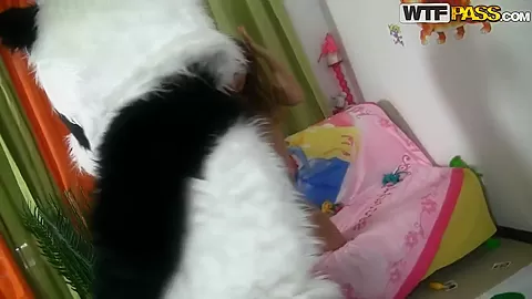 Chick plays with unusual sex toy called panda