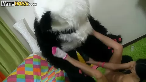 Sexy teen 18+ Lerok horny fun time with panda