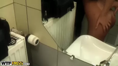 Young Abbey pleasures her boyfriend in toilet