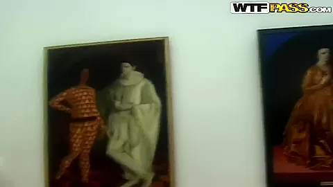 Hot sucking action by young couple right in the museum