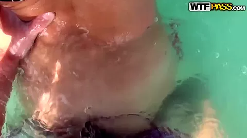 Abbey is fucking with stud inside the sea water
