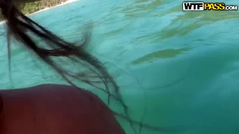 Abbey is fucking with stud inside the sea water