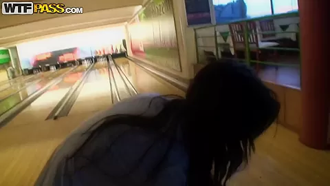 This hottie lost me bowling challenge and needs to suck my dick