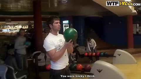 This hottie lost me bowling challenge and needs to suck my dick
