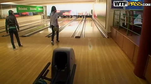 This hottie lost me bowling challenge and needs to suck my dick