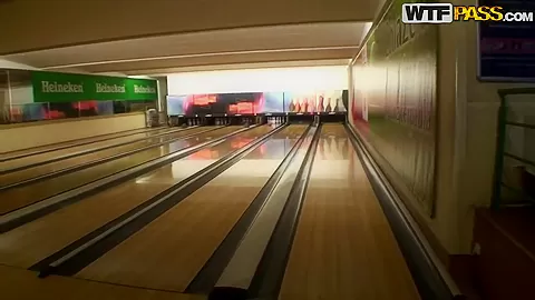 This hottie lost me bowling challenge and needs to suck my dick