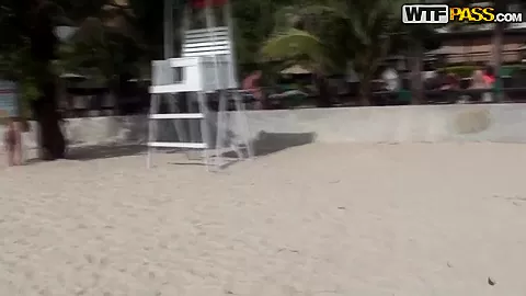 Cute Abbey poses on her holidays and shows cool forms